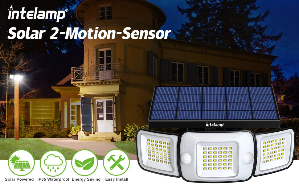 Intelamp Solar Security Lights 6000mAh